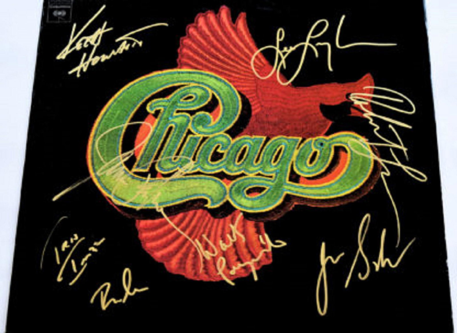 Chicago VIII signed album: Chicago VIII 1974 album autographed by James Pankow, Walter Parazaider, Lee Loughnane, Tris Imboden, Robert Lamm, Jason Scheff, Bill Champlin, and Keith Howland.