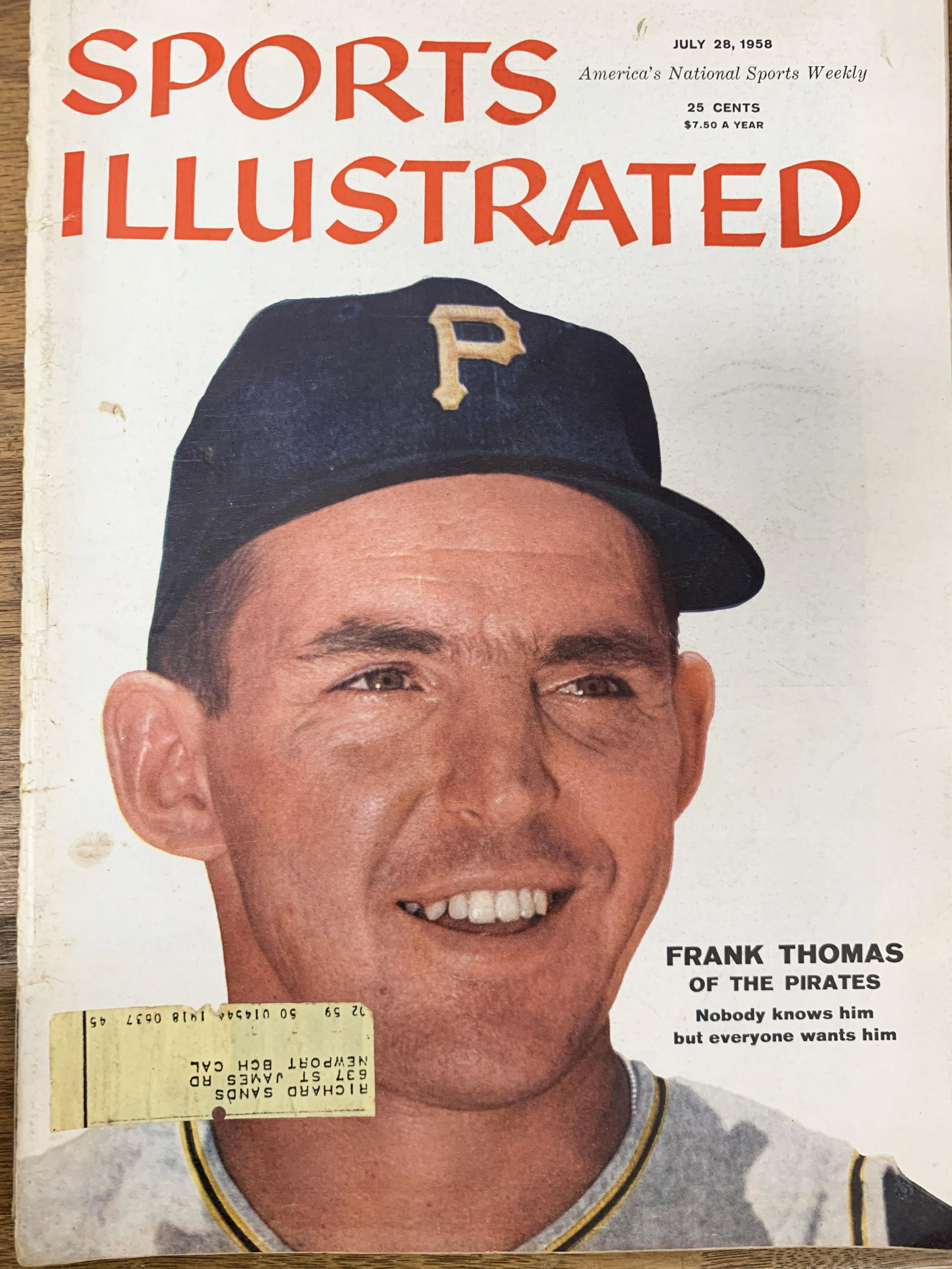 Sports Illustrated Magazine 1958 Frank Thomas Issue (1 of 1)