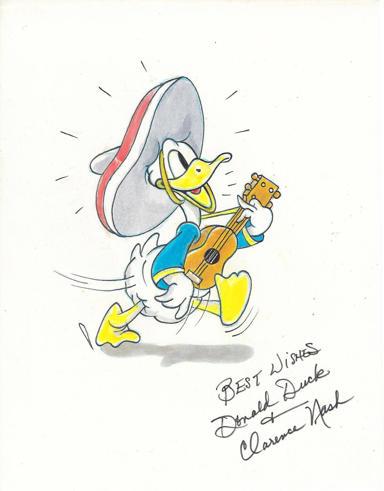 Donald Duck Clarence Nash original vintage hand drawn: Donald Duck original vintage hand drawn sketch autographed by Clarence Nash