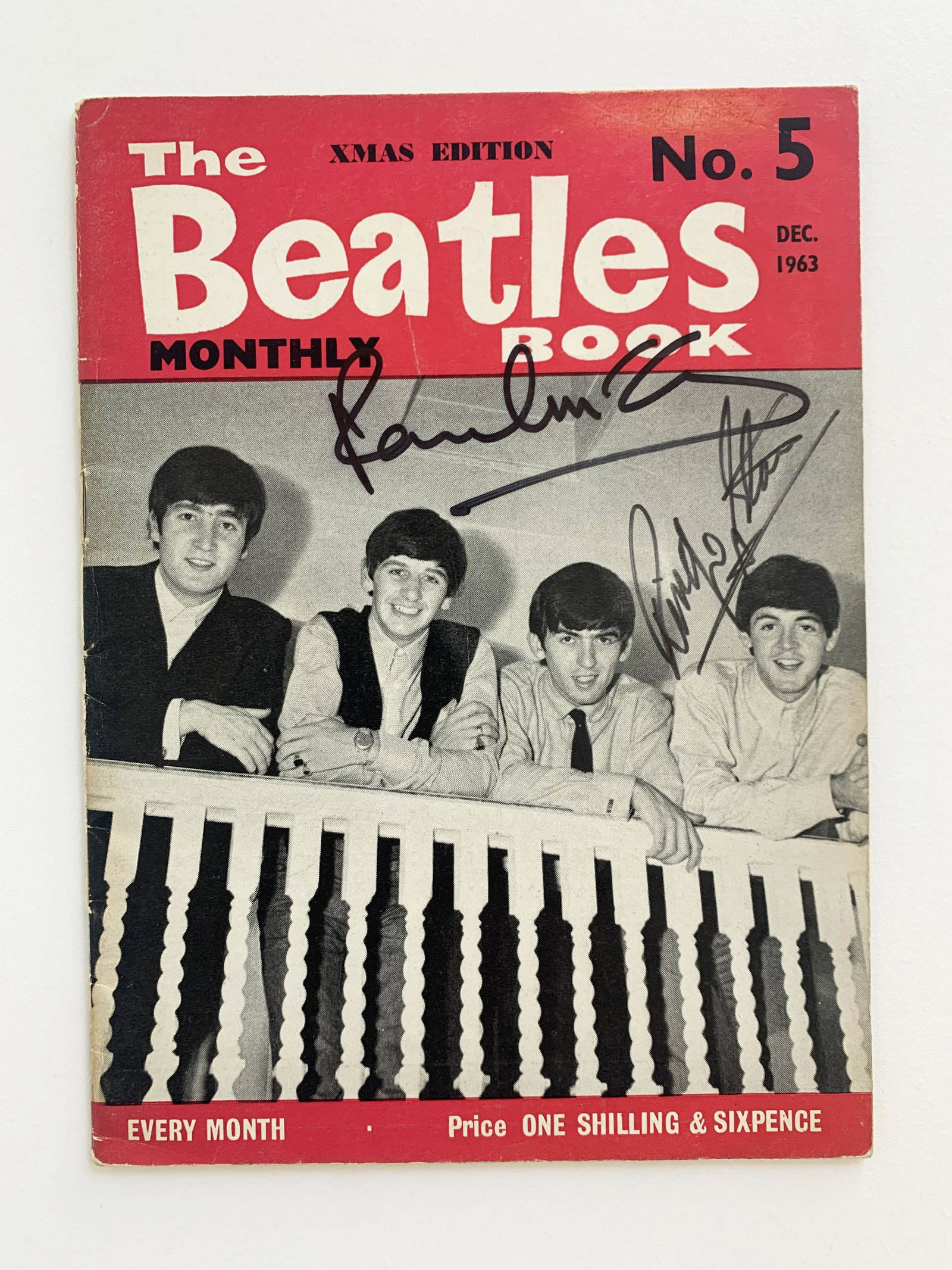 Paul McCartney and Ringo Starr signed 1963 The Beatles: The Beatles Monthly Book. No 5. Xmas Edition December 1963 autographed by Paul McCartney and Ringo Starr. 6x8 inches