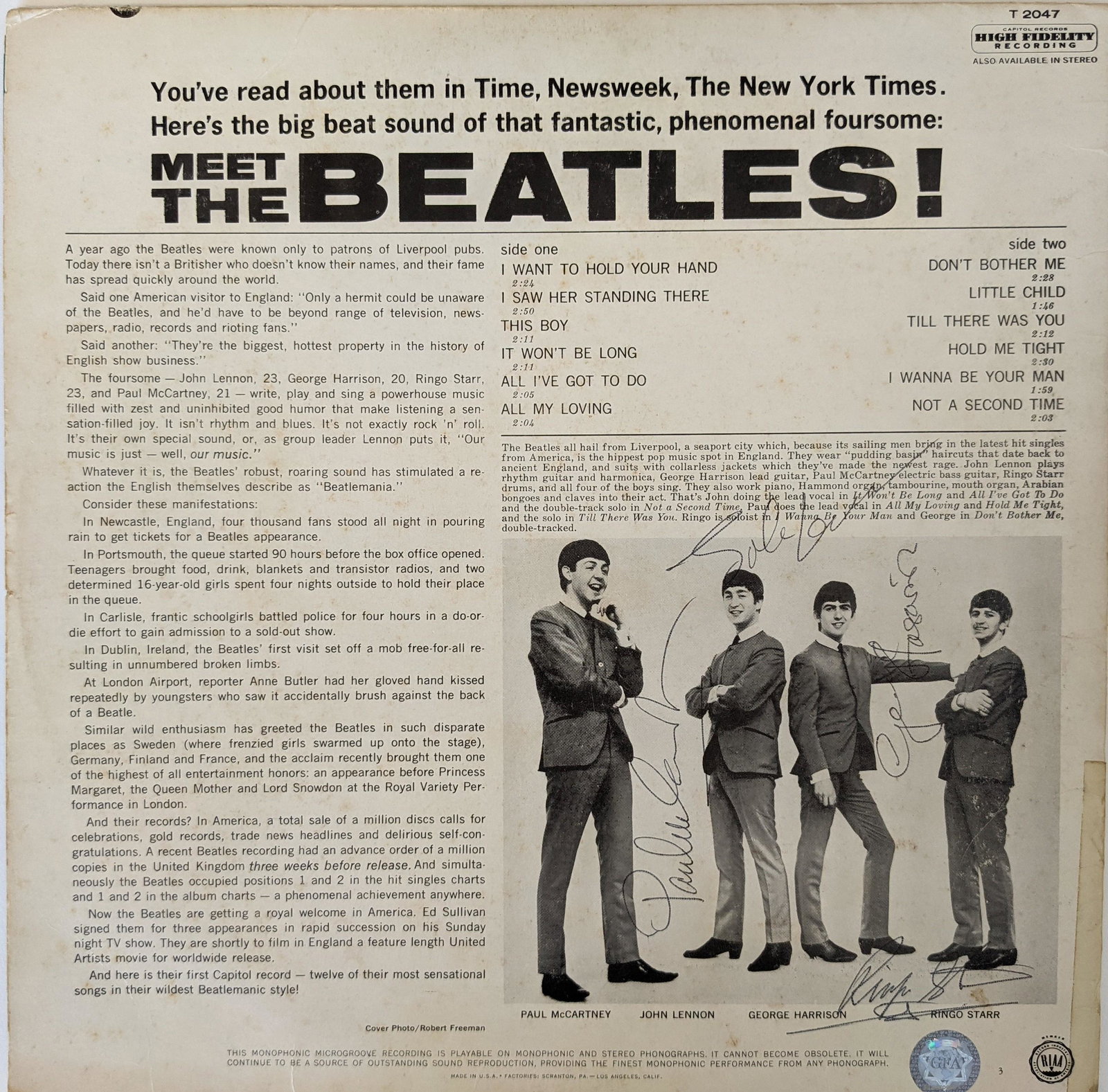 Meet The Beatles! Signed Album (1 of 1)