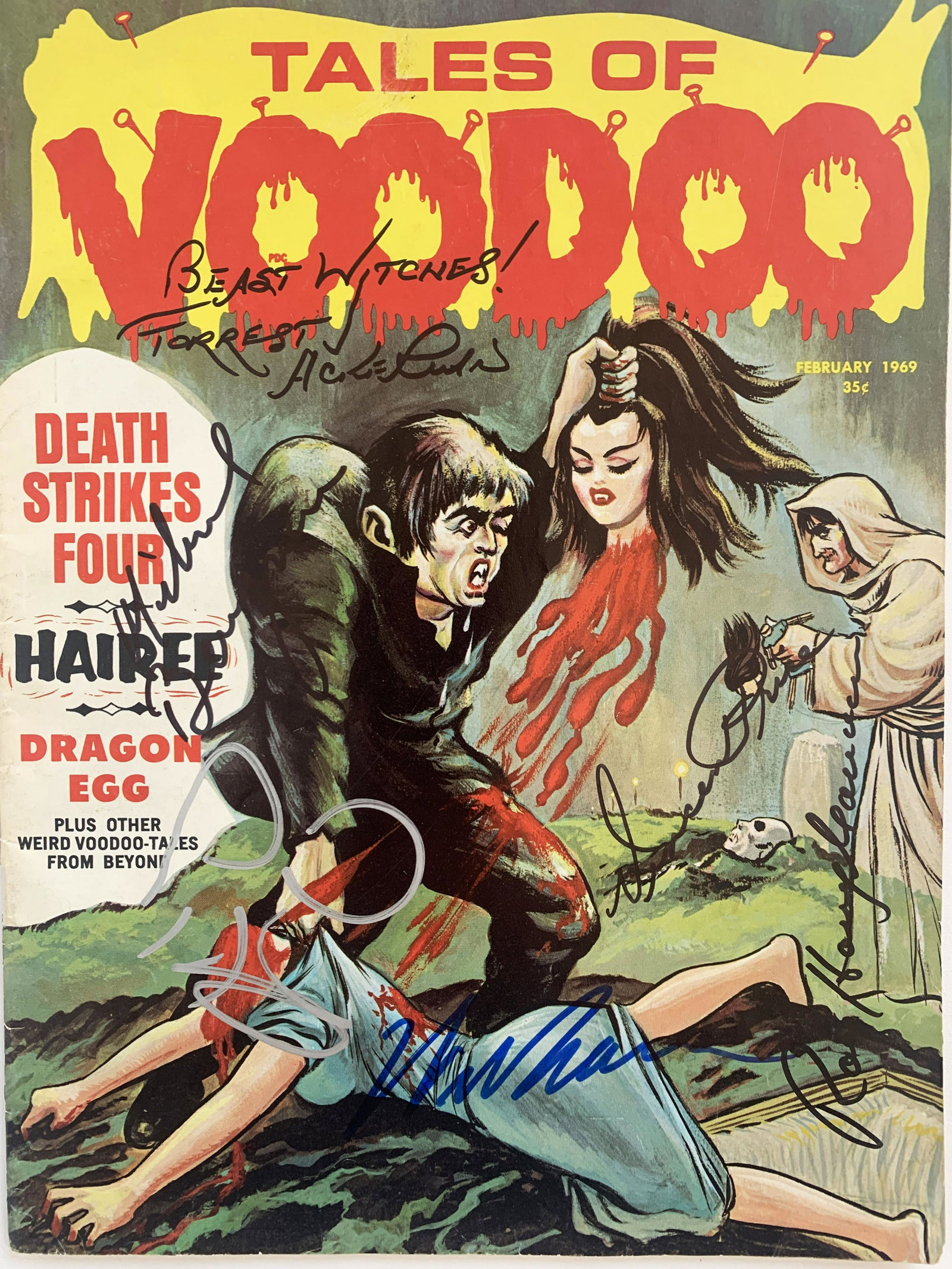 Tales of Voodoo (1968) Vol. 2 #1 signed comic: Tales of Voodoo (1968) Vol. 2 #1 signed comic autographed by Forrest Ackerman.......... Cover by Carl Burgos. Stories and art by Carl Burgos and Bruce Hamilton. Legendary publisher Eerie's fondly reme
