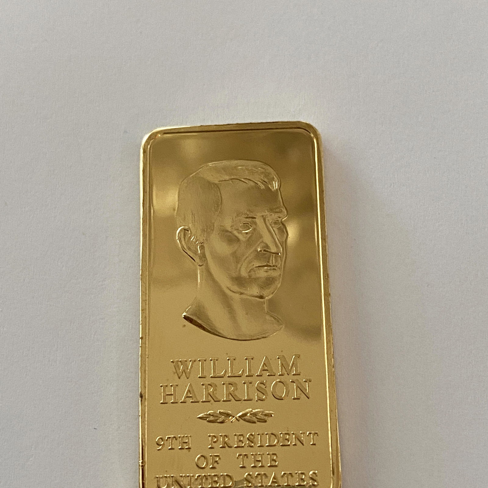 William Harrison Danbury Mint Presidential 24k GP: William Harrison 9th President of the United States Danbury Mint Presidential 24k GP Bronze Ingot