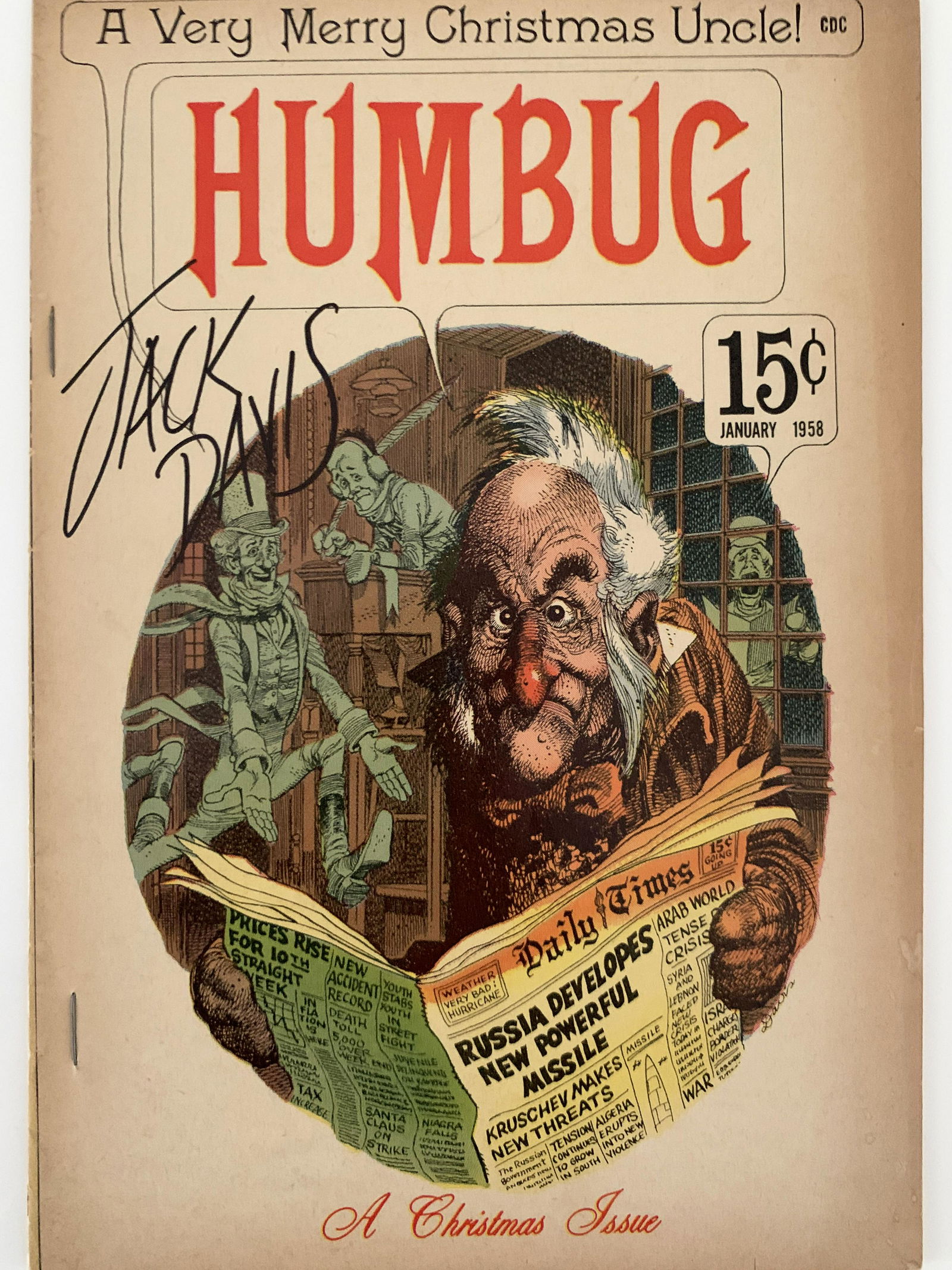 Jack Davis Signed Humbug Comic Book: Signed Humbug Comic Book - Jan. 1958 - Autographed by Jack Davis - 7x10 inches