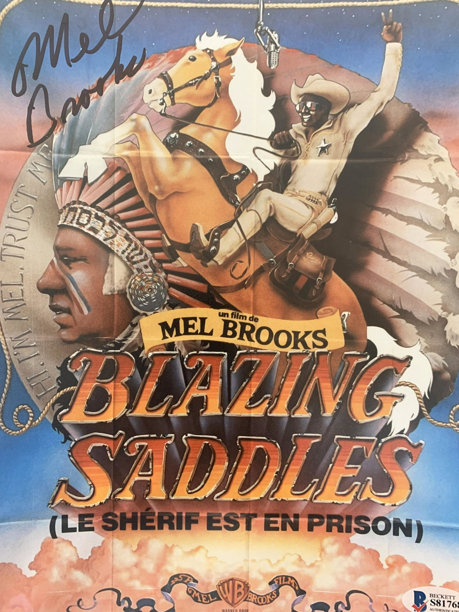 Blazing Saddles signed movie poster (French) - Beckett: Blazing Saddles signed French movie poster autographed by Mel Brooks - Beckett. 8x10 inches