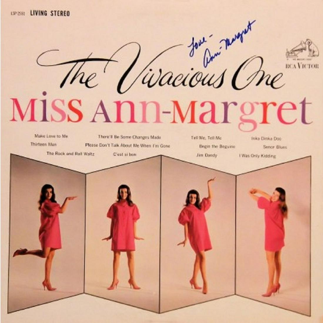 Ann-Margret signed The Vivacious One album: Ann-Margret's 1962 hit album The Vivacious One autographed by Ann as: Love Ann-Margret.