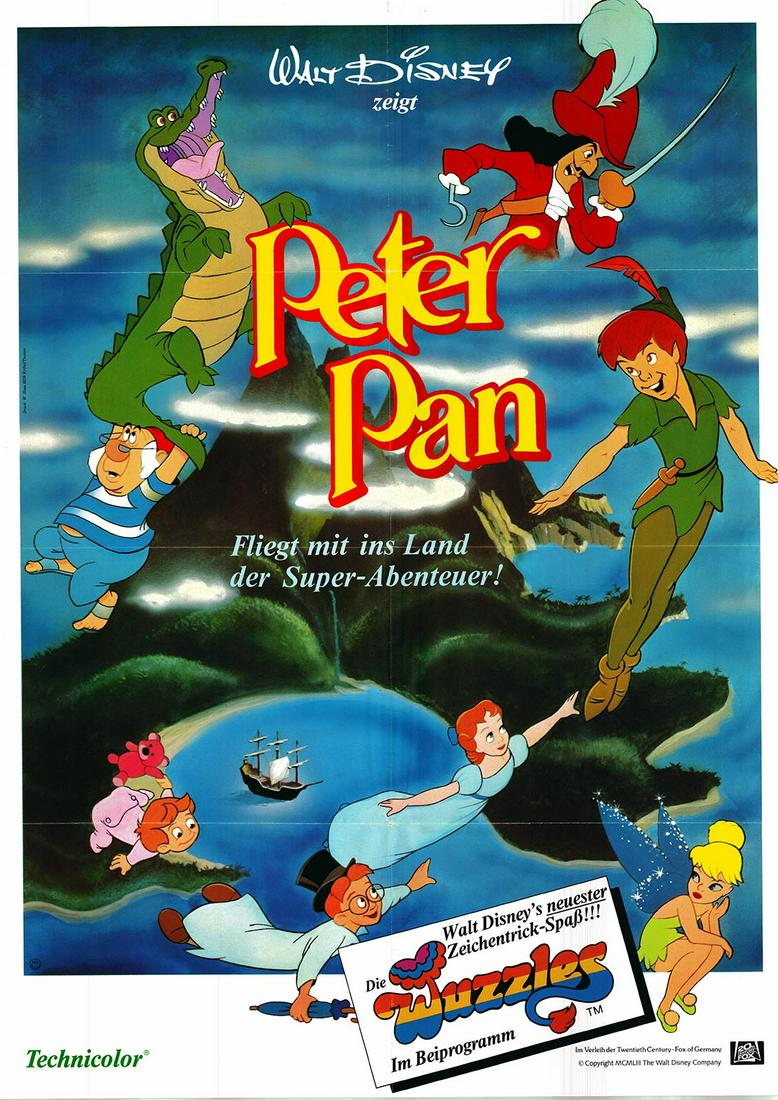 Peter Pan original 1976R German one sheet movie poster: Peter Pan original 1976R German one sheet movie poster. Folded. 23X33 Inches