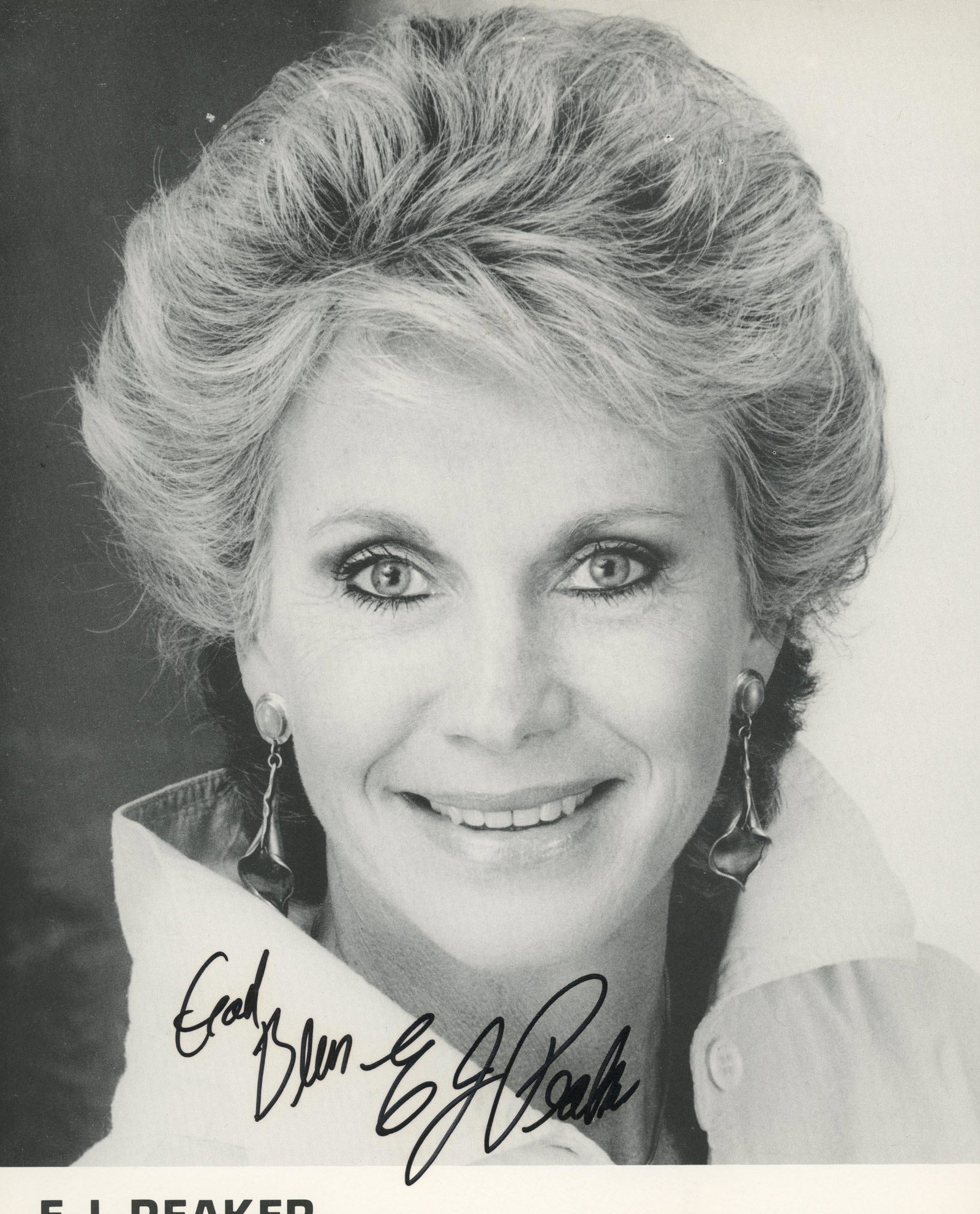 E.J. Peaker signed photo: E.J. Peaker signed photo. 8x10 inches