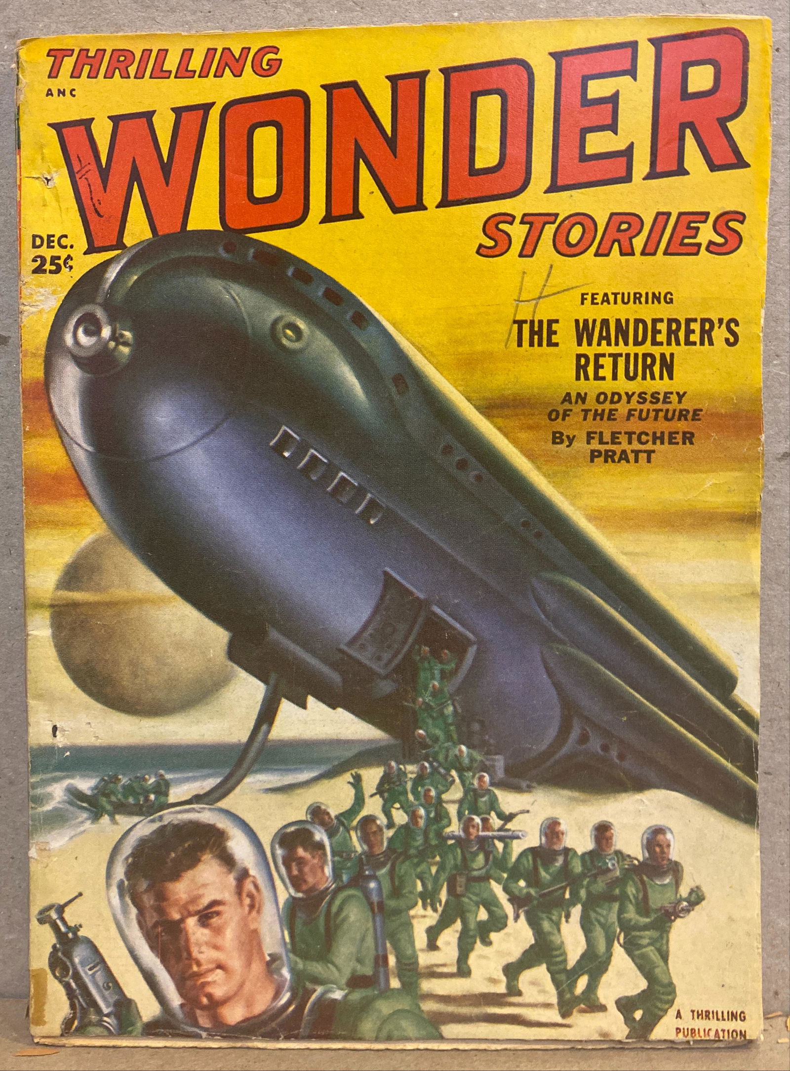 Thrilling Wonder Stories original December 1951 vintage: Thrilling Wonder Stories, Dec 1951. Stories by Fletcher Pratt, E. Hoffmann Price, Walter M. Miller Jr., Sam Merwin Jr., Anthony Boucher, Stanton A. Soblentz, and Murray Leinster. Three Virgil Finlay i