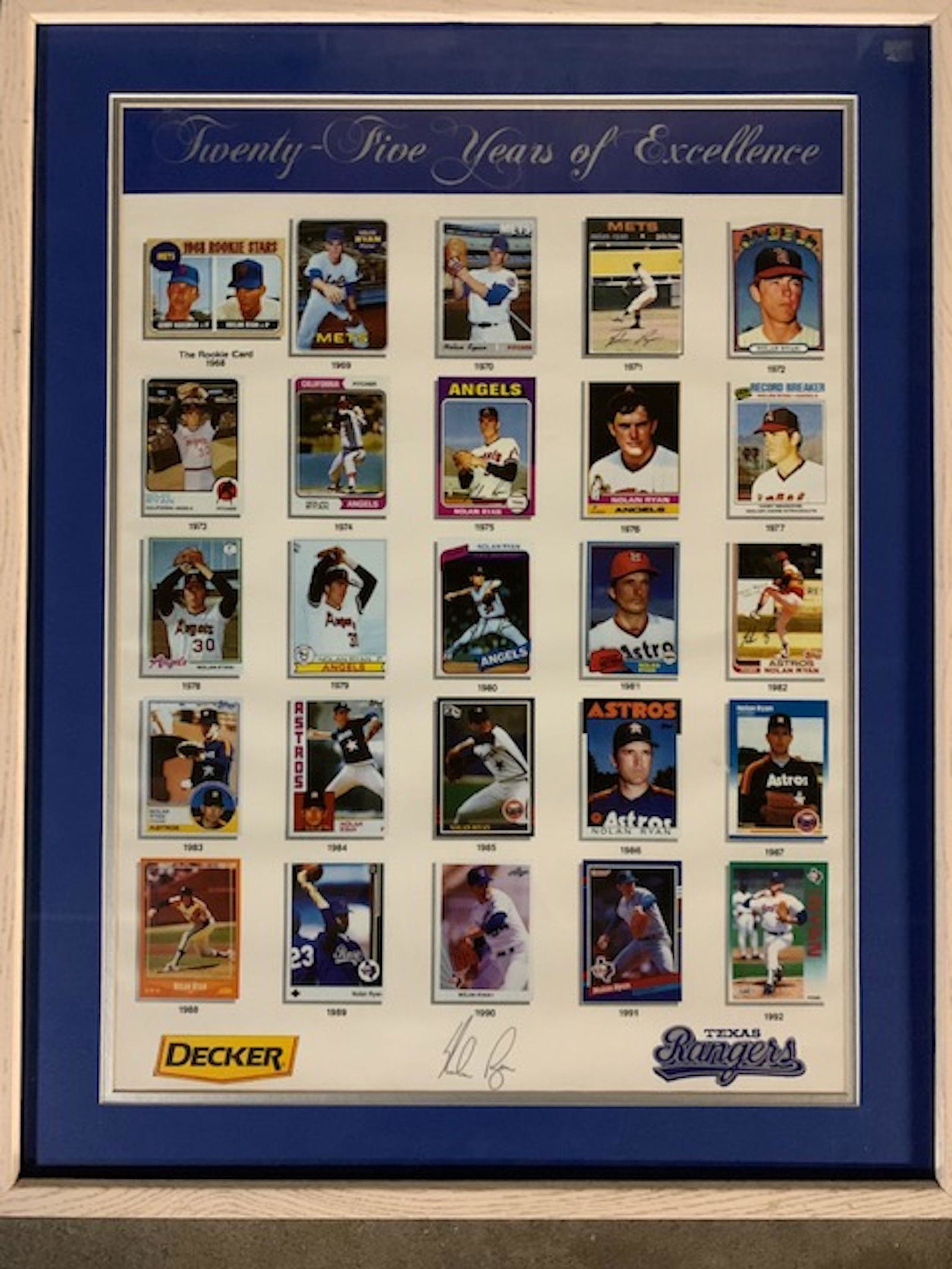 Nolan Ryan signed commemorative baseball card print (1 of 1)