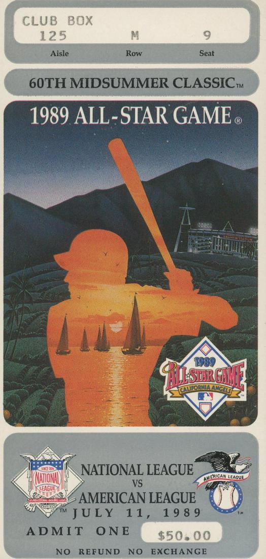 1989 MLB All-Star game ticket: 1989 MLB All-Star game ticket