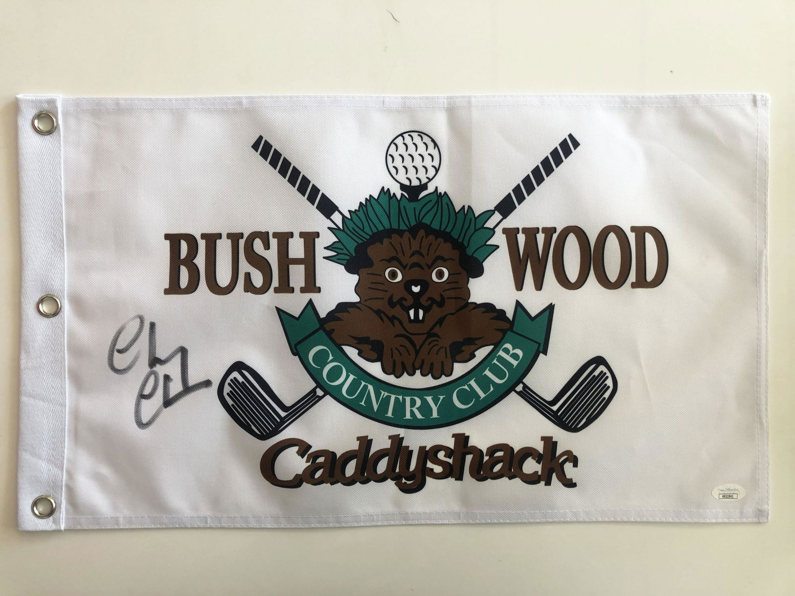 Caddyshack Chevy Chase Signed Flag- JSA: Caddyshack Signed Flag Autographed by Chevy Chase. JSA Authenticated