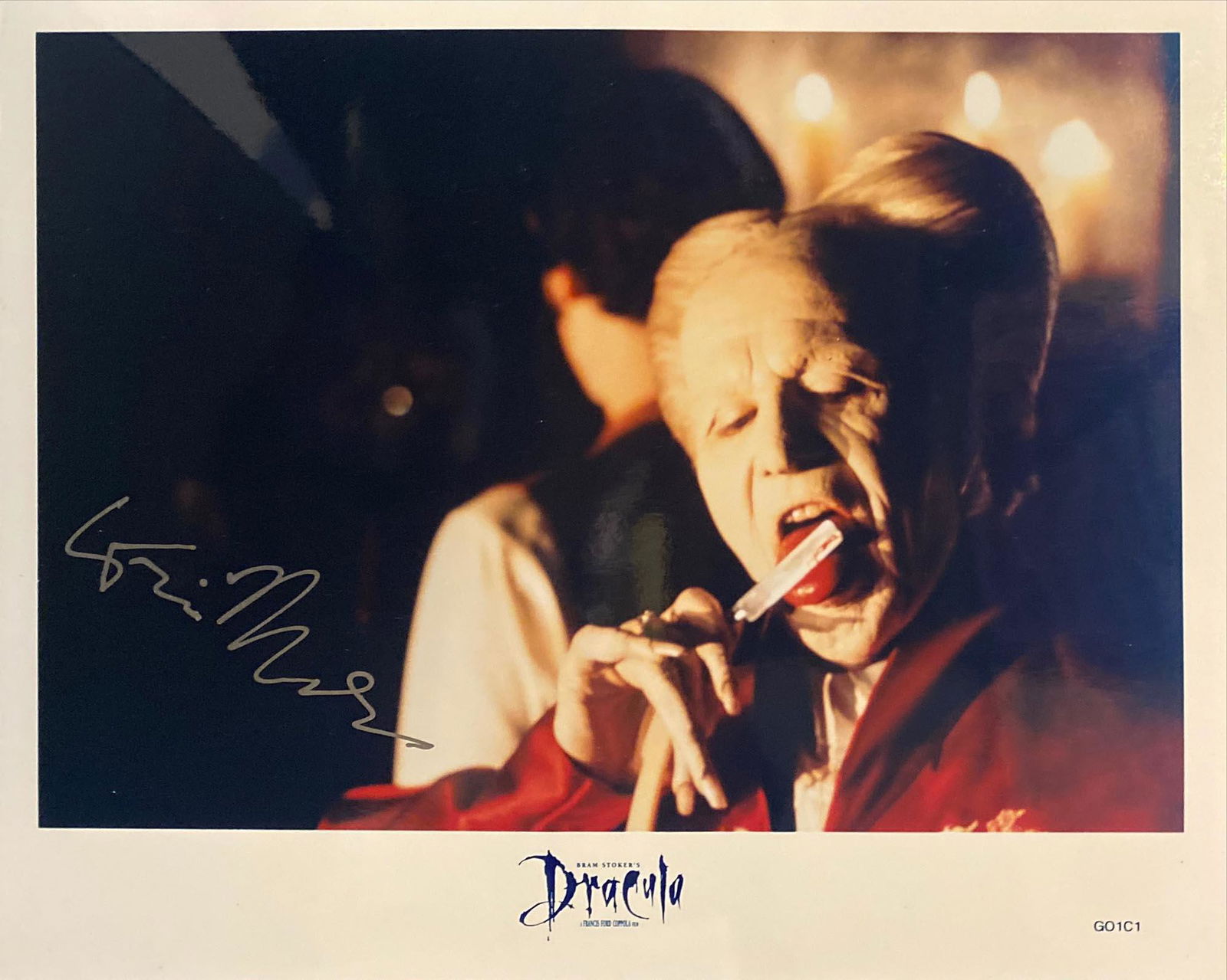 Bram Stoker's Dracula Gary Oldman signed movie still: Bram Stoker's Dracula signed movie still autographed by Gary Oldman. 8x10 inches