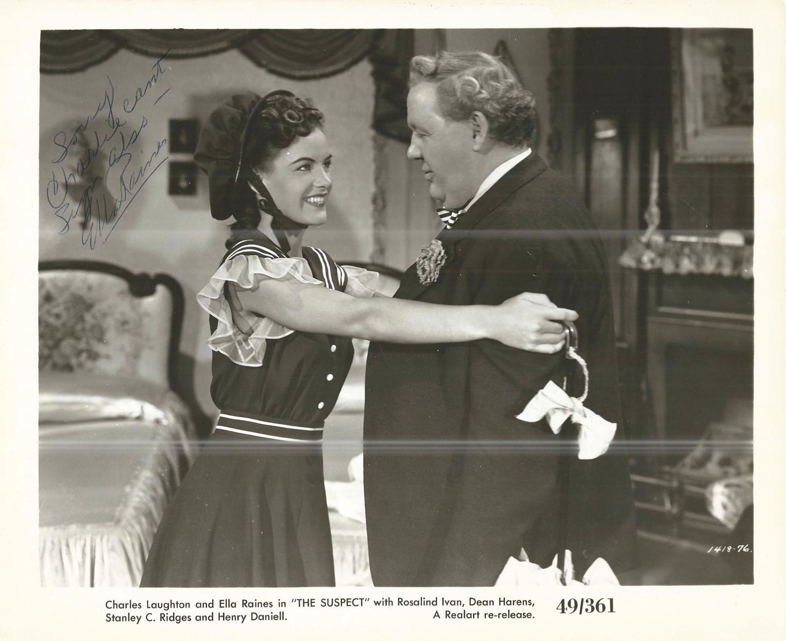 The Suspect Ella Raines Signed Movie Photo: The Suspect Signed Movie Photo Autographed by Ella Raines. 8x10 inches