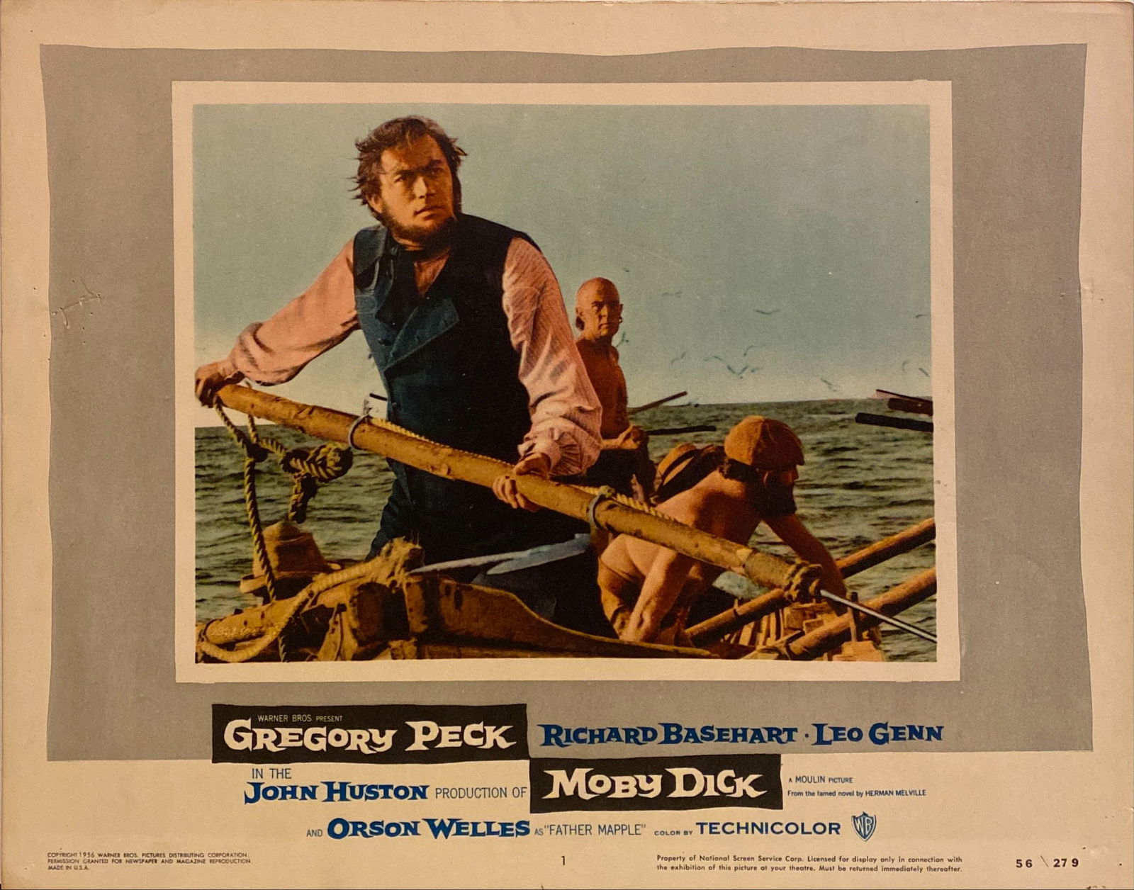 Moby Dick original 1956 vintage lobby card: Moby Dick original 1956 vintage lobby card on heavy card stock. 11x14 inches