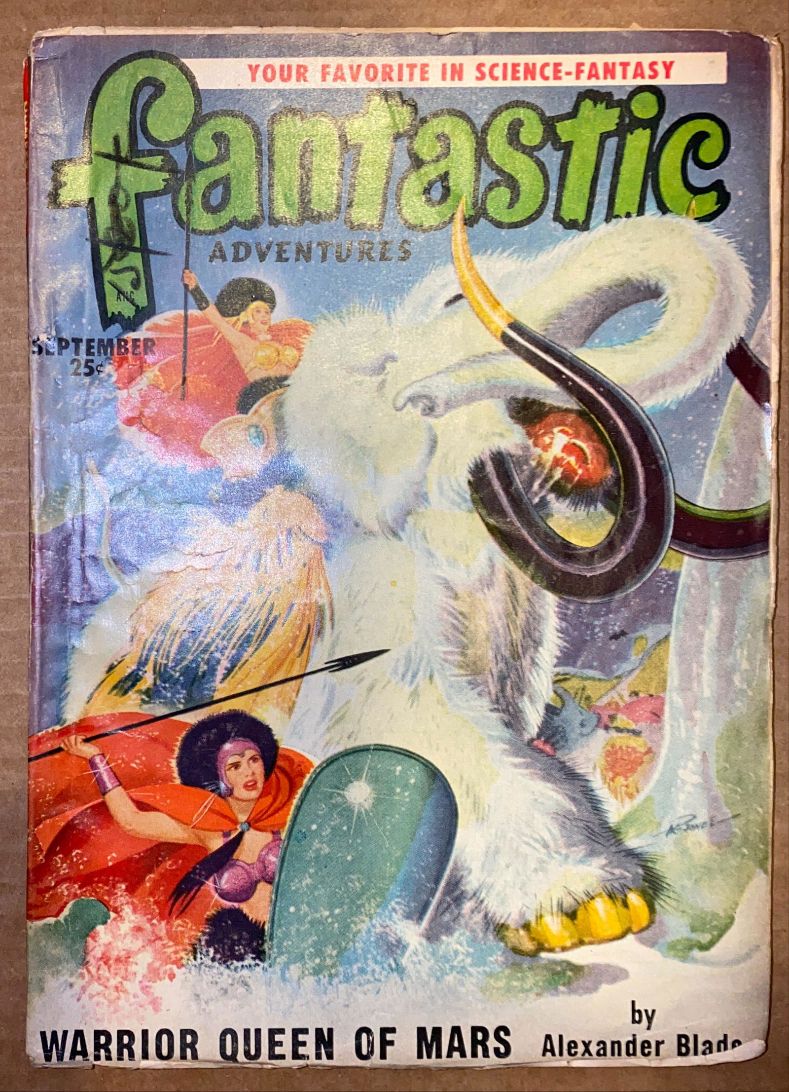 Fantastic Adventures September 1950 original vintage: Fantastic Adventures , Volume 12, Issue 9 - September 1950. Cover by Robert Gibson Jones. Science Fiction and Adventures stories. This issue features "The Warrior Queen of Mars!" by Alexander Blade. S