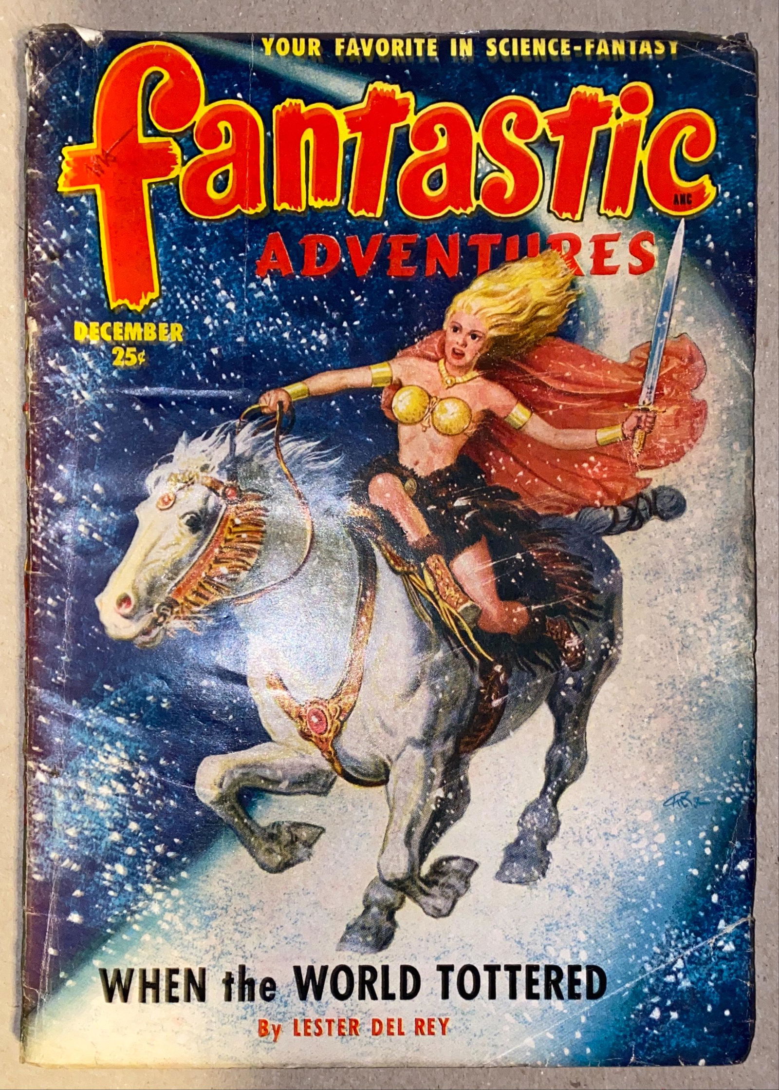 Fantastic Adventures December 1950 original vintage: Fantastic Adventures , Volume 12, Issue 12 - December 1950. Cover by Robert Gibson Jones. Science Fiction and Adventures stories. This issue features "When the World Tottered" by Lester Del Rey. Softc