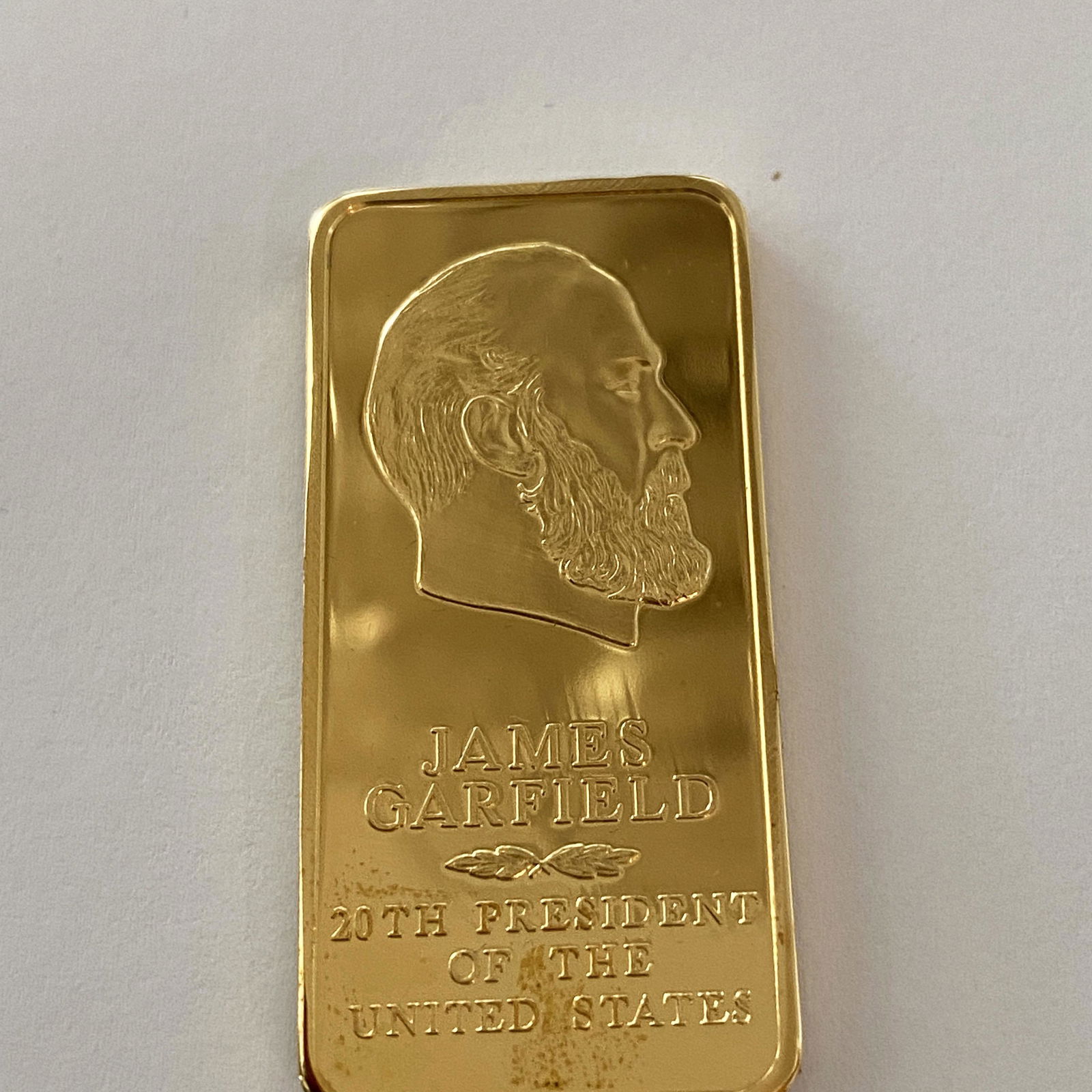 James Garfield Danbury Mint Presidential 24k GP Bronze: James Garfield 20th Presidednt of the United States Danbury Mint Presidential 24k GP Bronze Ingot