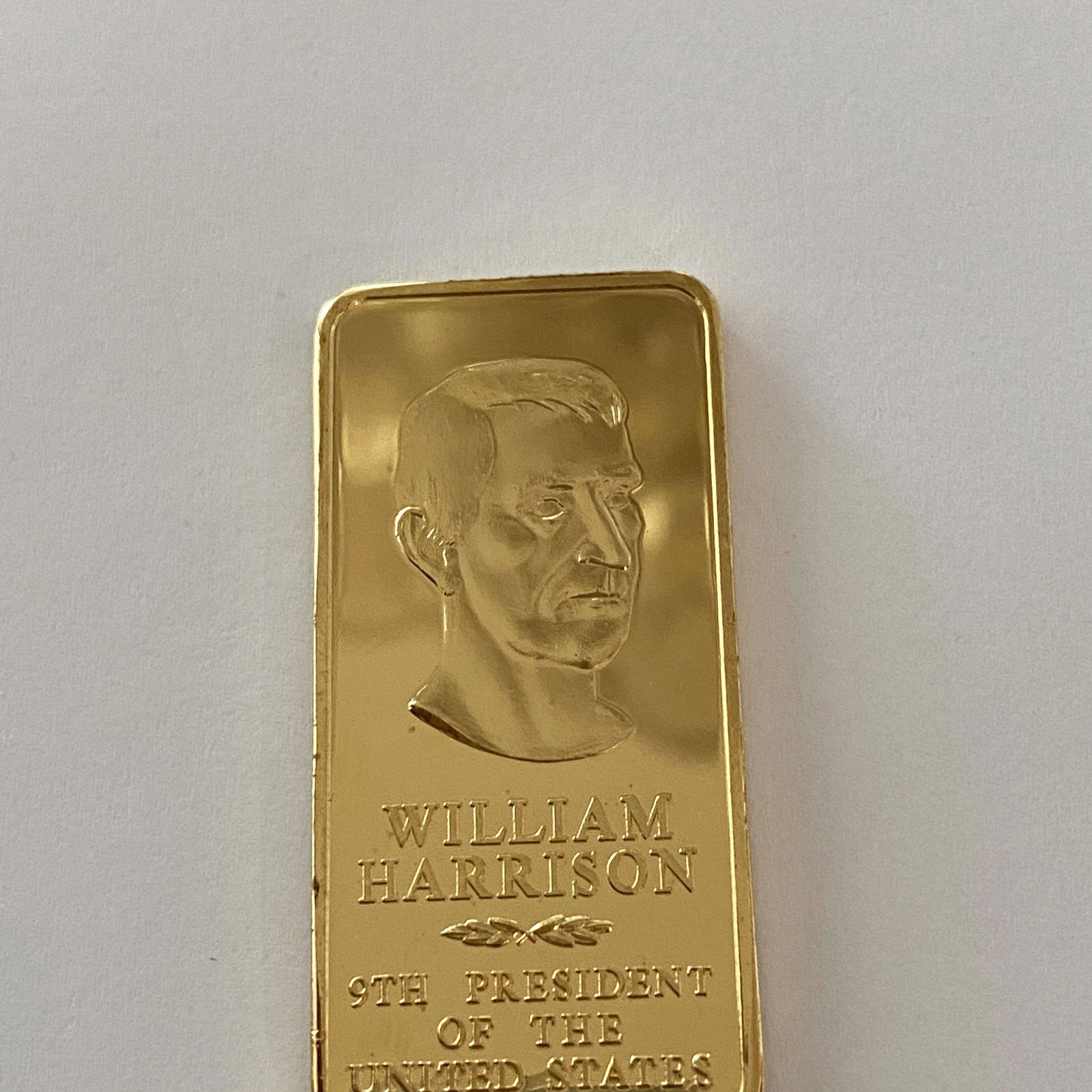 William Harrison Danbury Mint Presidential 24k GP: William Harrison 9th President of the United States Danbury Mint Presidential 24k GP Bronze Ingot
