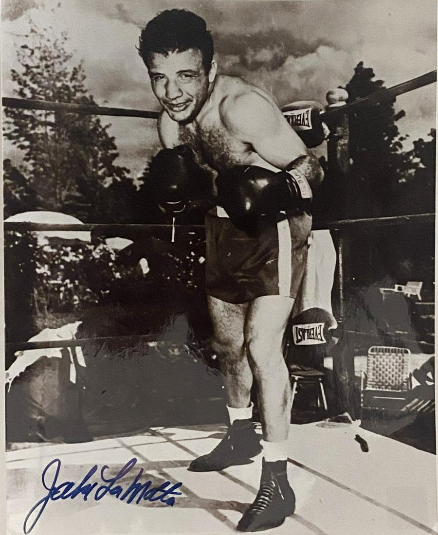 Raging Bull Jake LaMotta Signed Photo. PSA: Raging Bull Jake LaMotta Signed Movie Photo. PSA Authenticated. 8x10 inches