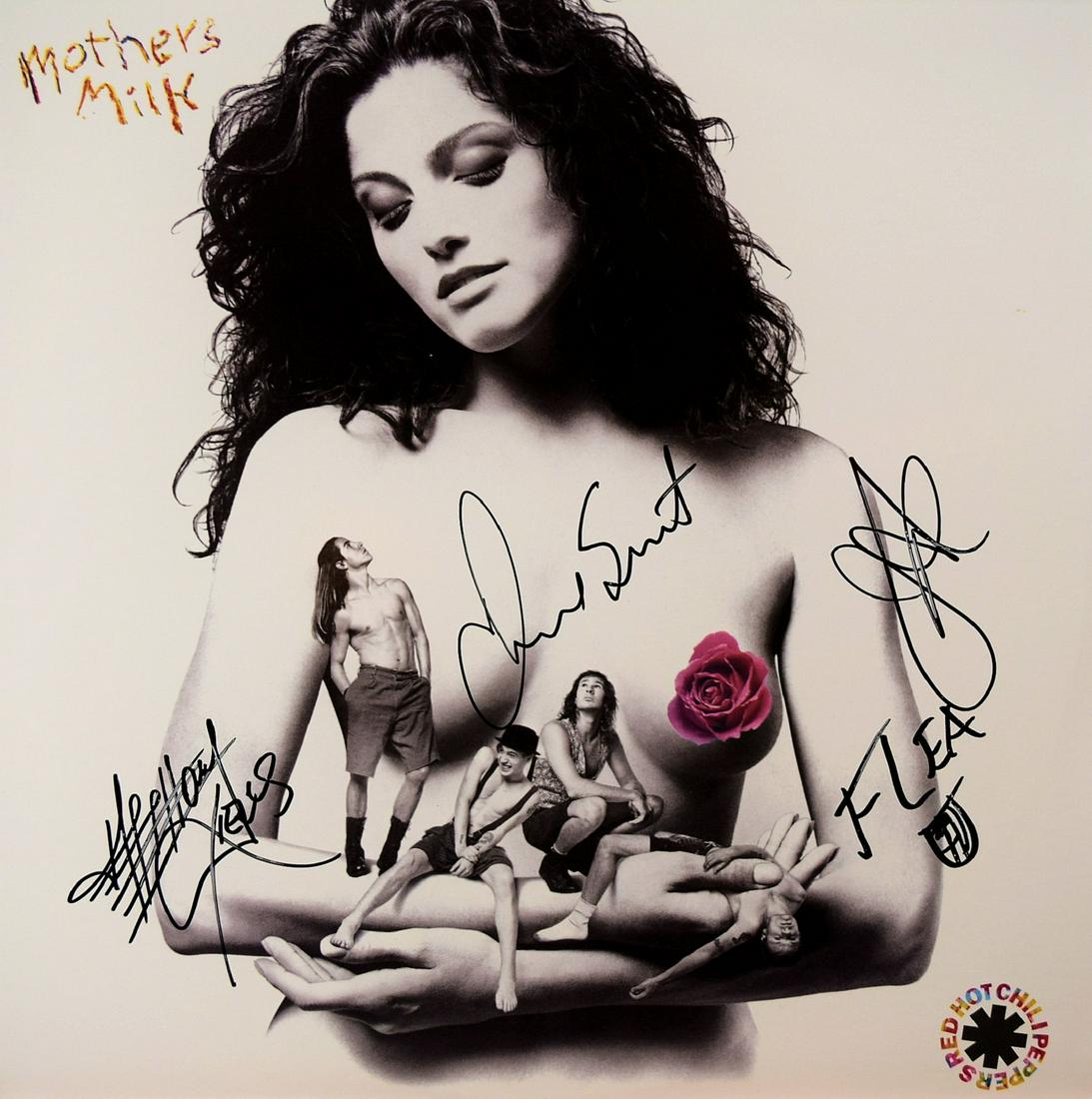 Red Hot Chili Peppers signed Mothers Milk album: Red Hot Chili Peppers 1988 Mothers Milk album. Signed: Anthony Kiedis, John Frusciante, Flea, and Chad Smith.