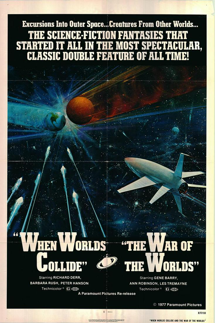 When Worlds Collide & The War of the Worlds original: When Worlds Collide & The War of the Worlds original 1977R vintage movie poster. 27X41 Inches
