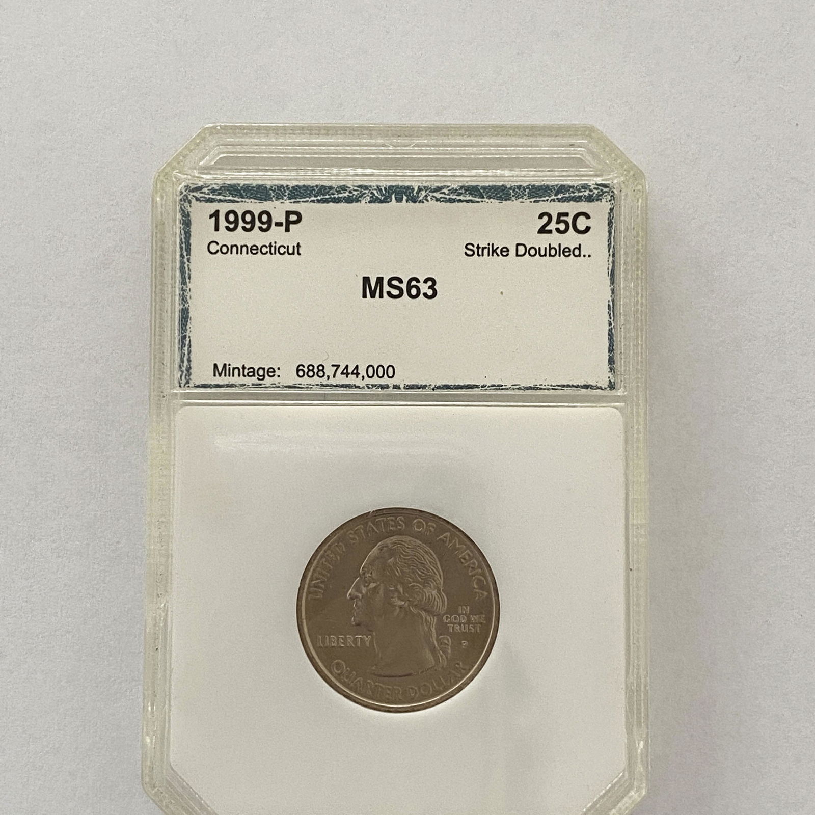 Very rare Error Strike Doubled 1999-P Washington 25c (1 of 1)