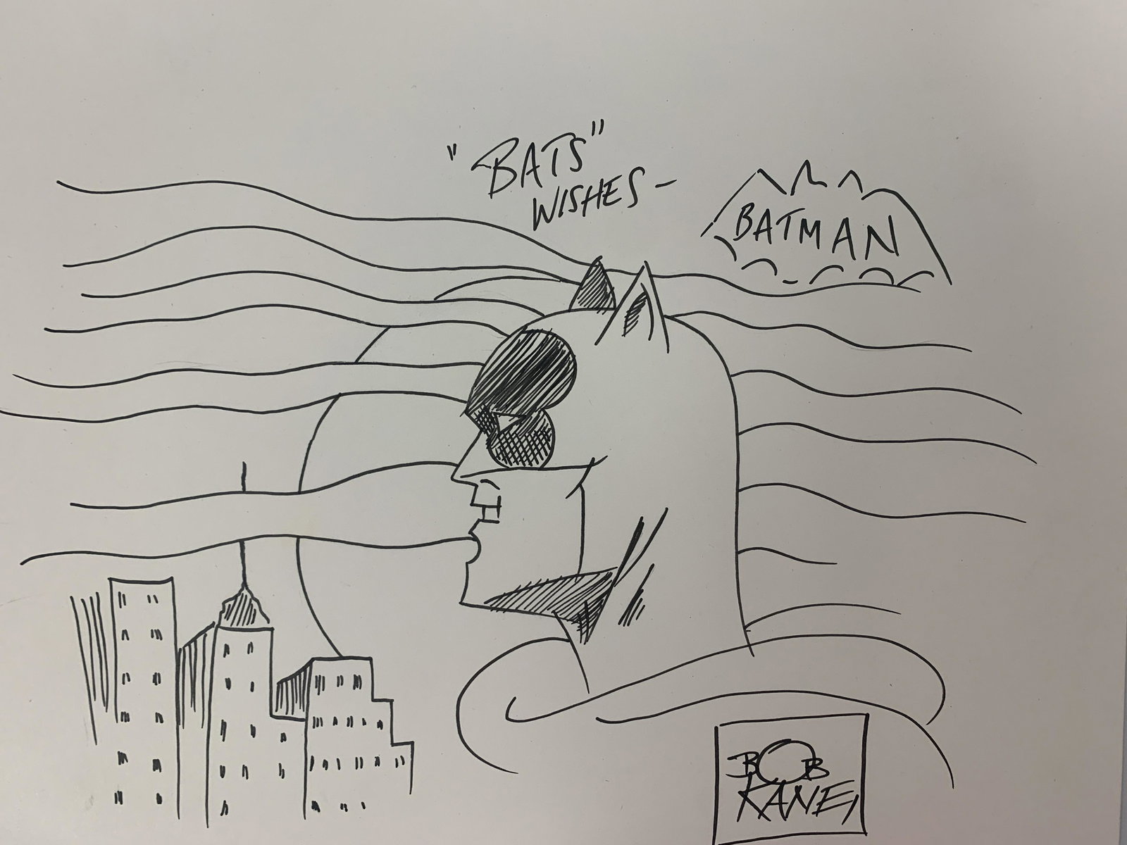 Bob Kane Batman hand drawn signed sketch: Bob Kane Batman hand drawn signed sketch. 8x10 inches