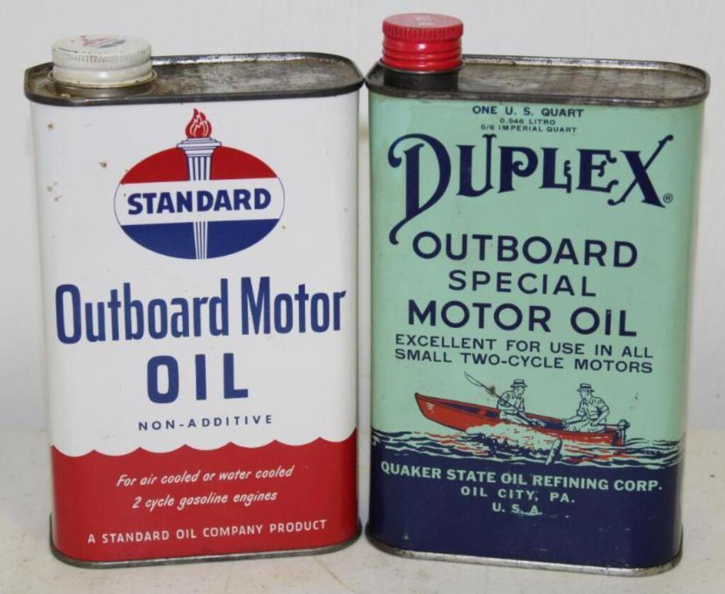 Standard & Duplex Outboard Marine Quart Oil Cans (1 of 2)