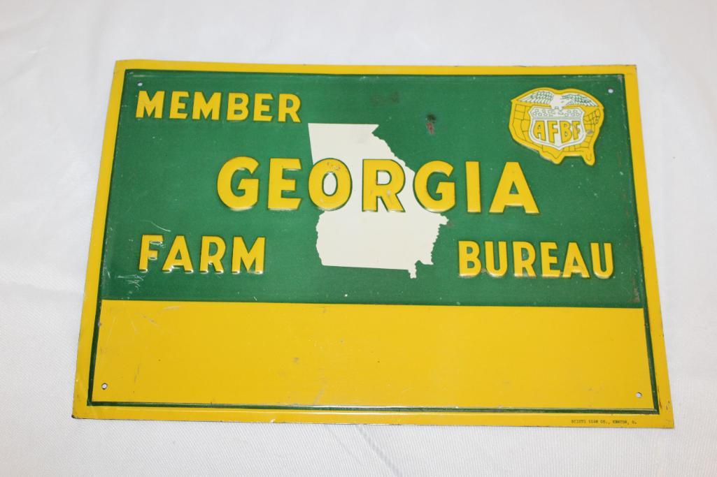 Georgia Farm Bureau Tin Embossed Advertising Sign (1 of 2)