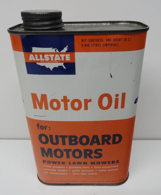 Allstate Outboard Motor Oil Flat Quart Can (1 of 4)