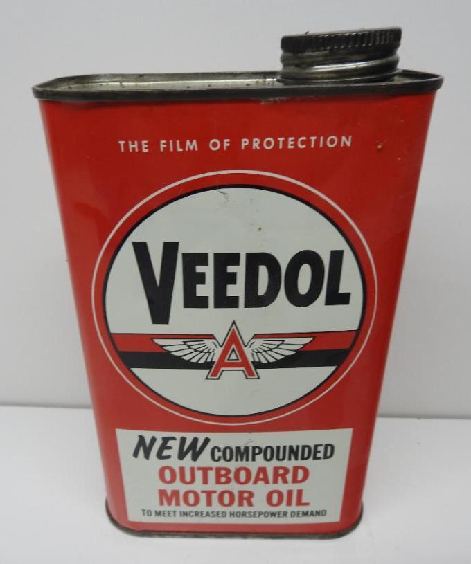 Veedol New Compounded Outboard Motor Oil Flat Quart Can (1 of 2)