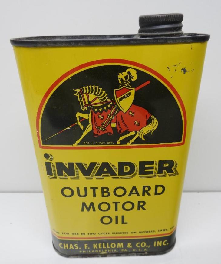 Invader Outboard Motor Oil Flat Quart Can (Yellow) (1 of 5)