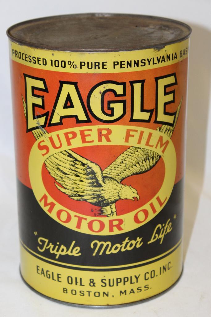 Graphic Eagle Superfilm of Boston 5 Quart Metal Motor Oil Can (1 of 3)
