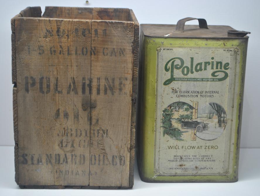 Standard Polarine Five Gallon Oil Can with Crate (1 of 9)