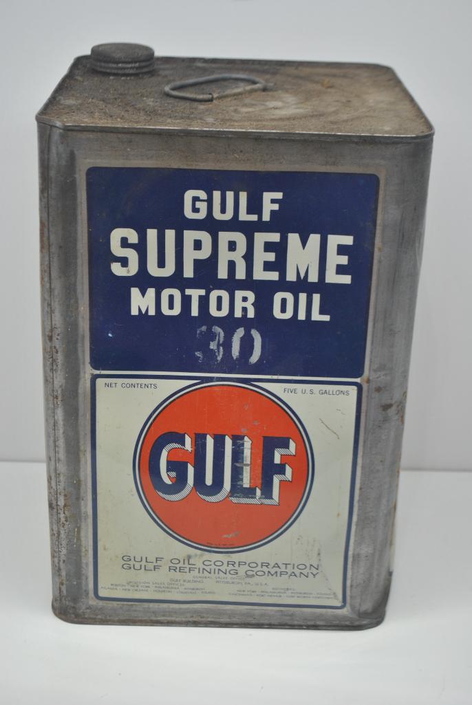 Gulf Supreme Motor Oil Five Gallon Can (1 of 4)