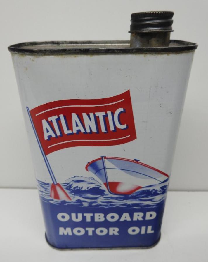 Atlantic Outboard Motor Oil Flat Quart Can (1 of 4)