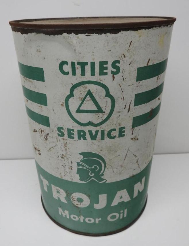 Cities Service Trojan Motor Oil Five Quart Can (1 of 4)