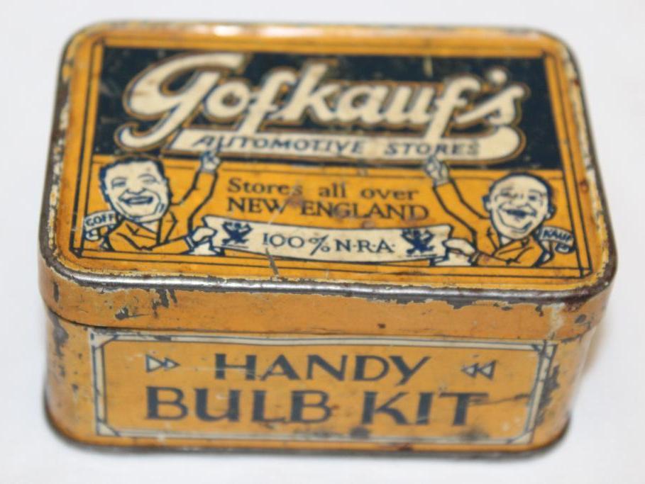 Gofkauf's Auto Bulb Tin Display Can with Graphics (1 of 5)