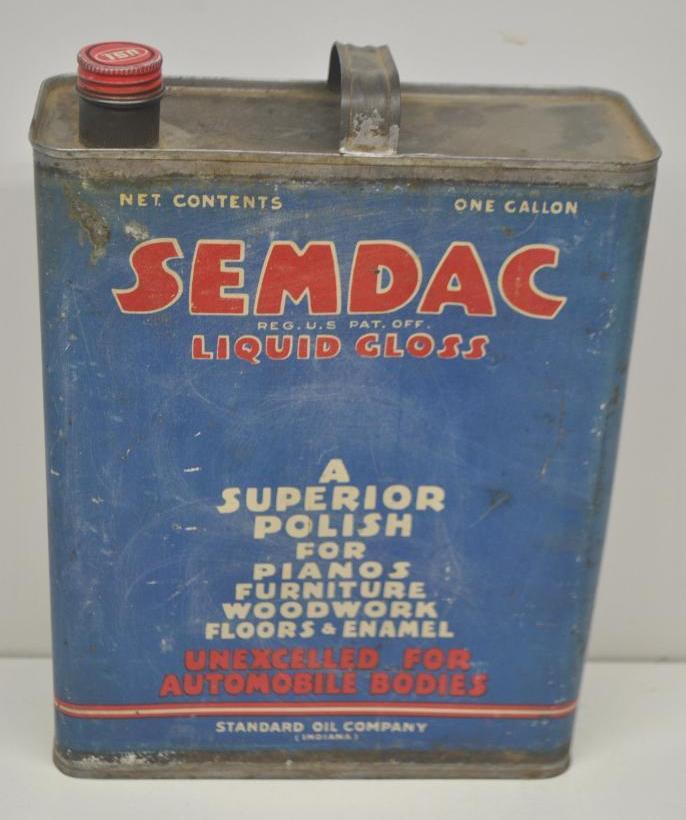 Standard Semdac Gallon Oil Can: Slim one gallon can with some surface wear throughout