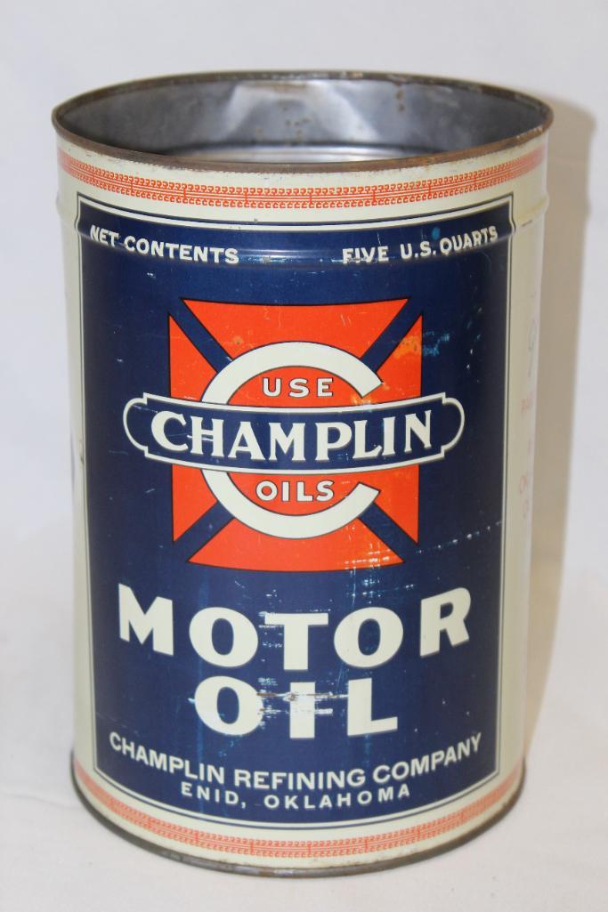 Champlin 5 Quart Metal Motor Oil Can (1 of 4)
