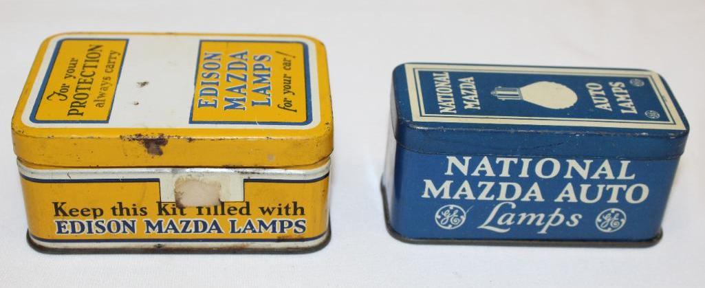 Group of 2 Edison National Mazda Auto Lamp Tin Display Cans (1 of 4)