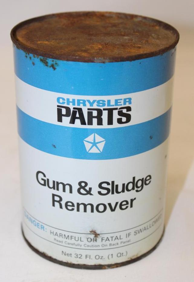 Mopar Chrysler 1 Quart Gum Remover Metal Oil Can: 5.5" x 4", empty, with some rust spots and staining