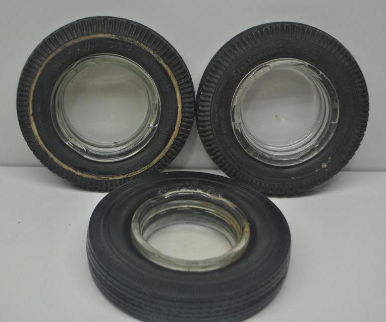 Group of Mohawk Cord Tire Ashtrays: Each in good condition, size of each 6" diameter