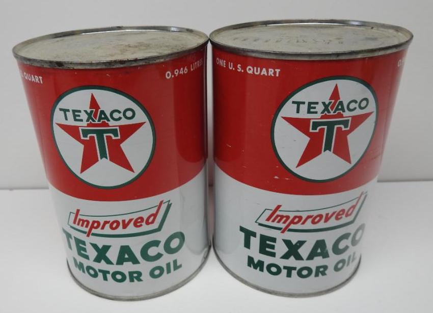 Pair of Texaco Improved Motor Oil Quart Cans (1 of 4)