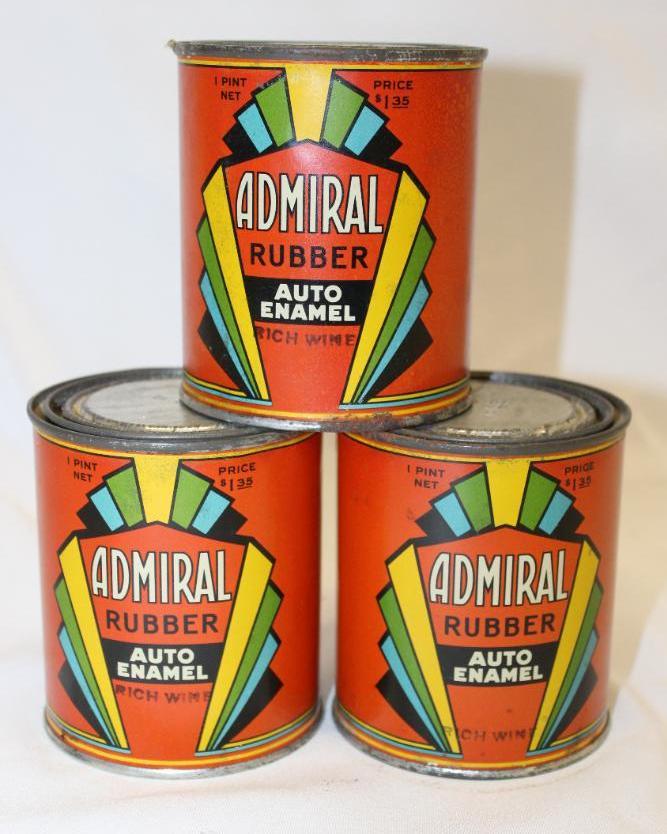 Group of 3 Admiral Auto Enamel Art Deco Advertising Cans (1 of 3)