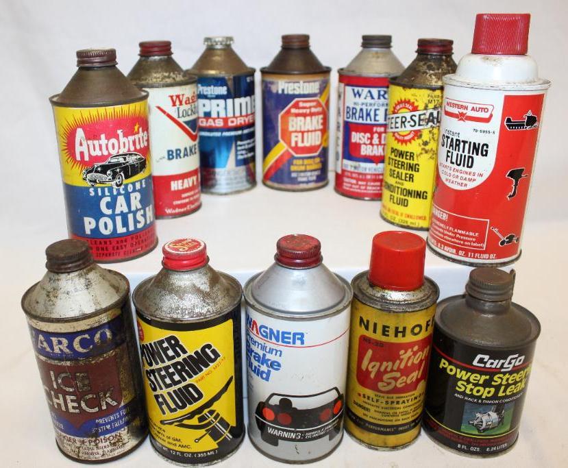 Group of 12 Cone Top Automotive Advertising Tin Oil Cans (1 of 4)
