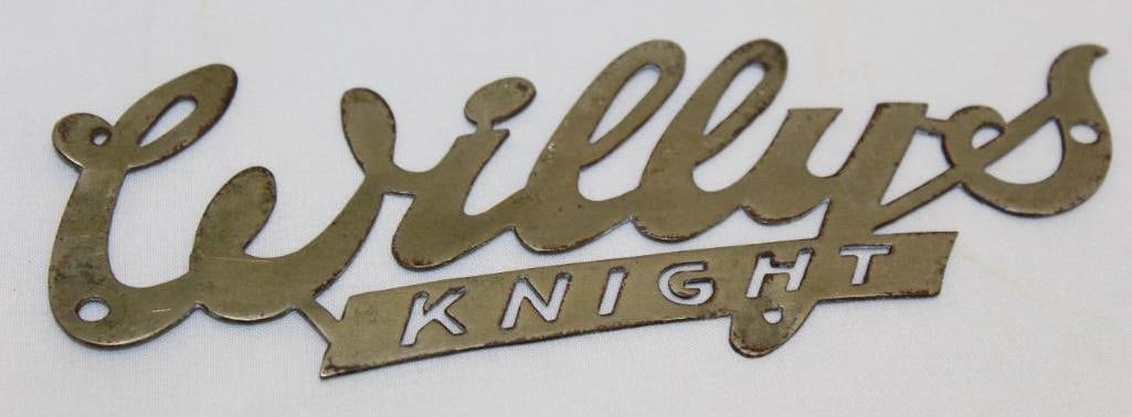 Willy's Knight Motor Car Co Radiator Script Emblem: 7" x 2.5"