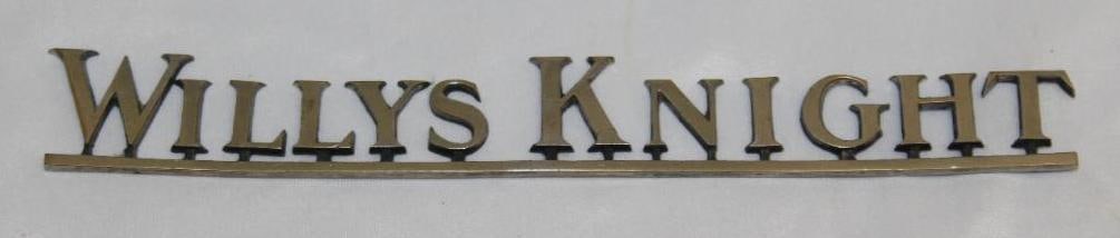 Willy's Knight Motor Car Co Radiator Script Emblem: 10" x 1.25"