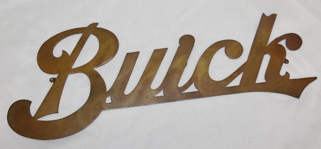 Buick Motor Car Co Brass Radiator Script Emblem Large (1 of 2)